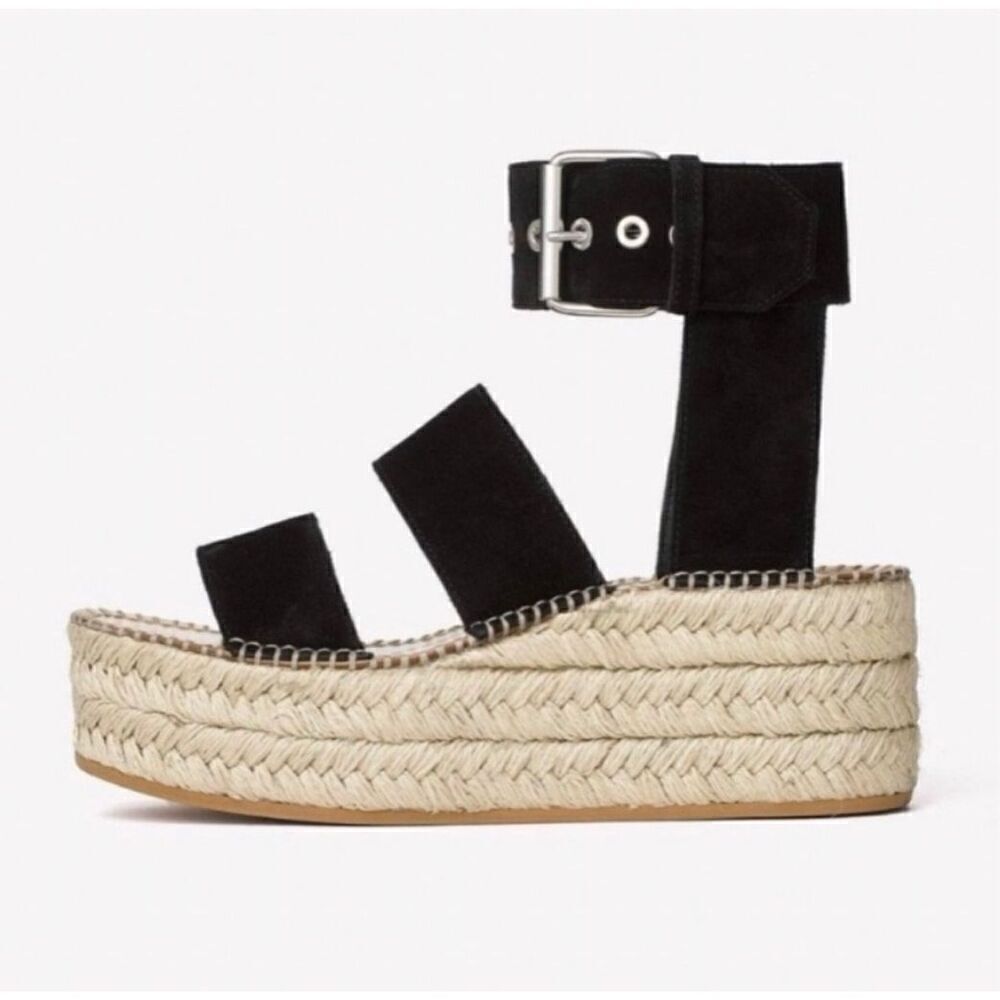 Rag & Bone Tara Black Suede Espadrille Platforms size 38.5‎ US 8.5